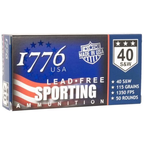 1776 USA Sporting 40 S&W 115gr Lead Free Ball Handgun Ammo – 50 Rounds