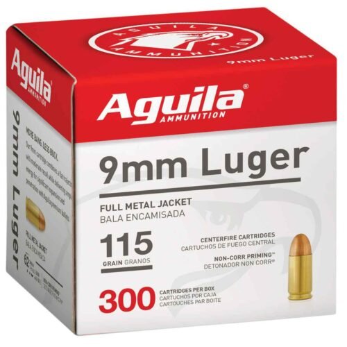 Aguila 9mm Luger 115gr FMJ Handgun Ammo – 300 Rounds