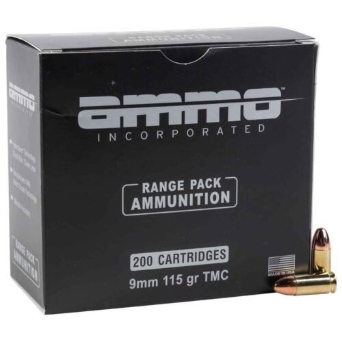 Ammo Inc Range Pack 9mm Luger 115gr TMC Centerfire Handgun Ammo – 200 Rounds