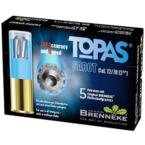 Brenneke TOPAS 12 Gauge 2-3/4in 2/3oz 309Gr Sabot Slug Shotshells – 5 Rounds