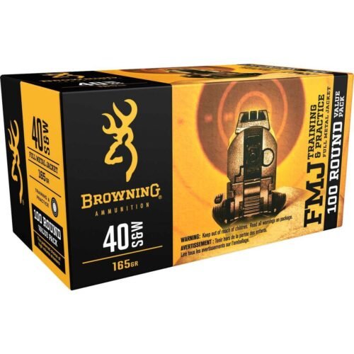 Browning BPT Performance Target 40 S&W 165gr FMJ Centerfire Handgun Ammo – 100 Rounds