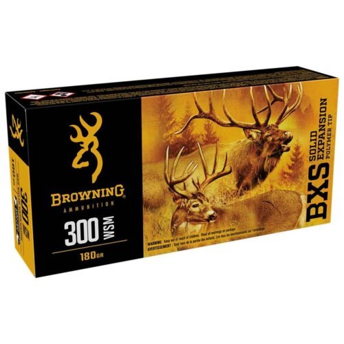 Browning BXS Solid Expansion Big Game and Deer 300 WSM (Winchester Short Mag) 180gr SEPT Rifle Ammo – 20 Rounds