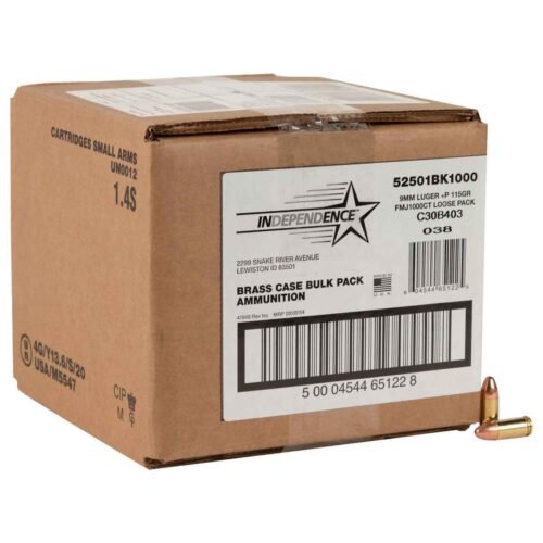 CCI Federal Independence 9mm Luger+P 115gr FMJ Handgun Ammo – 1000 Rounds