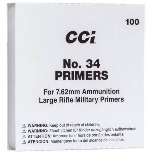 CCI Mil-Spec No. 34 7.62mm Large Rifle Primers – 100 Count