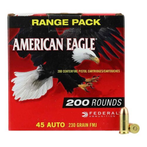 Federal American Eagle 45 Auto (ACP) 230gr FMJ Handgun Ammo – 200 Rounds