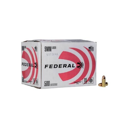 Federal Champion Training 9mm Luger 115gr FMJ Centerfire Handgun Ammo – 500 Rounds