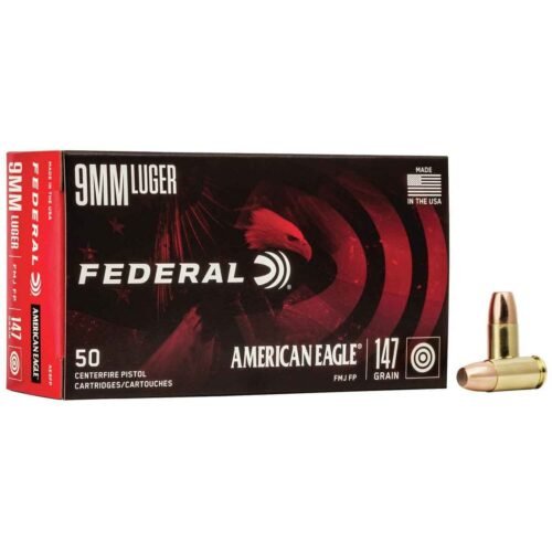 Federal American Eagle 9mm Luger 147gr FMJ Handgun Ammo – 50 Rounds