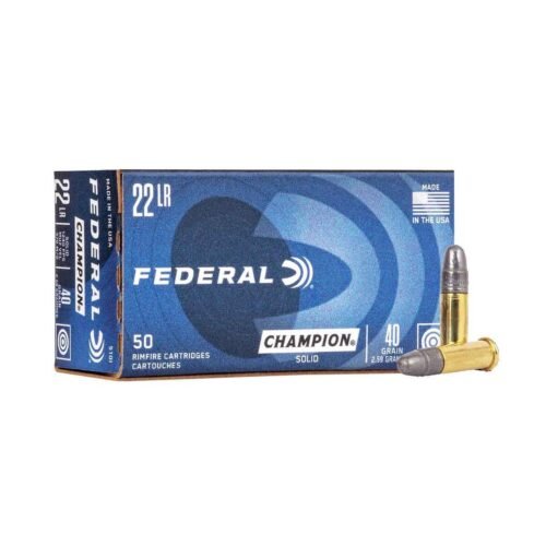 Federal Champion Training 22 Long Rifle 40gr Lead Round Nose Rimfire Ammo – 50 Rounds