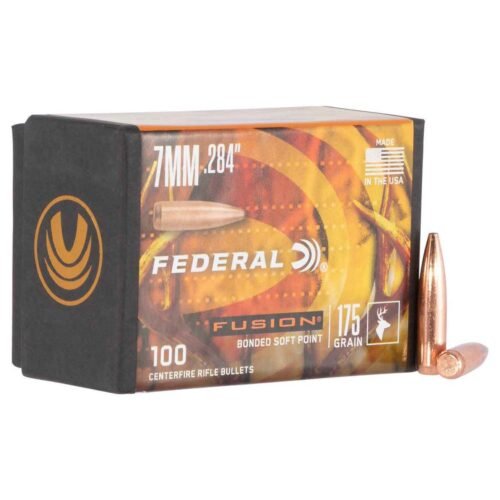 Federal Fusion 284 Caliber/7mm SP 175gr Rifle Reloading Bullets – 100 Rounds