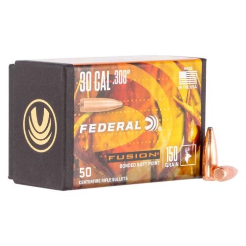 Federal Fusion 30 Caliber SP 150gr Rifle Reloading Bullets – 50 Count