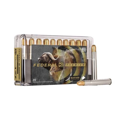 Federal Premium Safari Cape-Shok 470 Nitro Express 500gr Trophy Bonded Sledgehammer Solid Centerfire Rifle Ammo – 20 Rounds