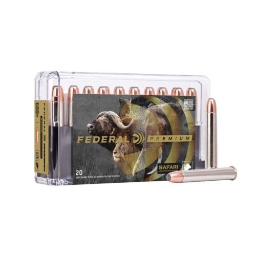 Federal Premium Safari Cape-Shok 500 Nitro Express 570gr Swift A-Frame Centerfire Rifle Ammo – 20 Rounds