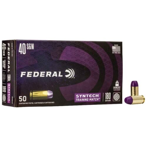 Federal Syntech Training Match 40 S&W 180gr SJFN Handgun Ammo – 50 Rounds