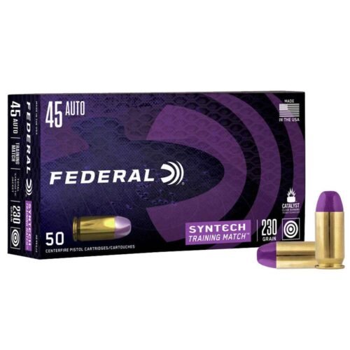 Federal Syntech Training Match 45 Auto (ACP) 230gr SJFN Handgun Ammo – 50 Rounds