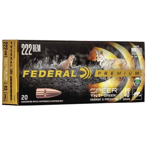 Federal Varmint & Predator Speer TNT Green 222 Remington 43gr Hollow Point Centerfire Ammo – 20 Rounds