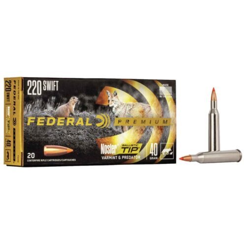 Federal Varmint/Predator 220 Swift 40gr Nosler Ballistic Tip Rifle Ammo – 20 Rounds