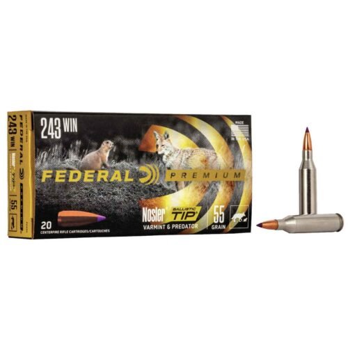 Federal Varmint/Predator 243 Winchester 55gr Nosler Ballistic Tip Rifle Ammo – 20 Rounds