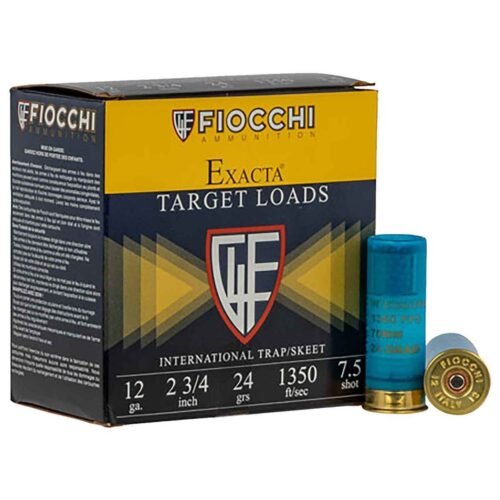 Fiocchi Exacta Target International Trap & Skeet 12 Gauge 2-3/4in #7.5 24gm Target Shotshells – 25 Rounds