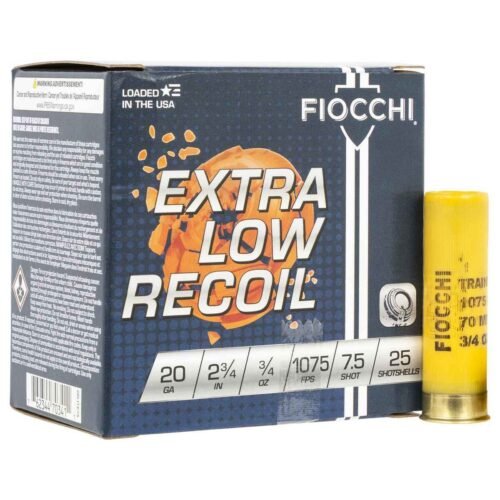 Fiocchi Exacta Target Low Recoil Trainer 20 Gauge 2-3/4in #7.5 3/4oz Target Shotshells – 25 Rounds