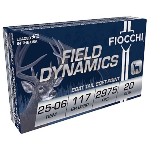 Fiocchi Field Dynamics 25-06 Remington 117gr BTSP Rifle Ammo – 20 Rounds