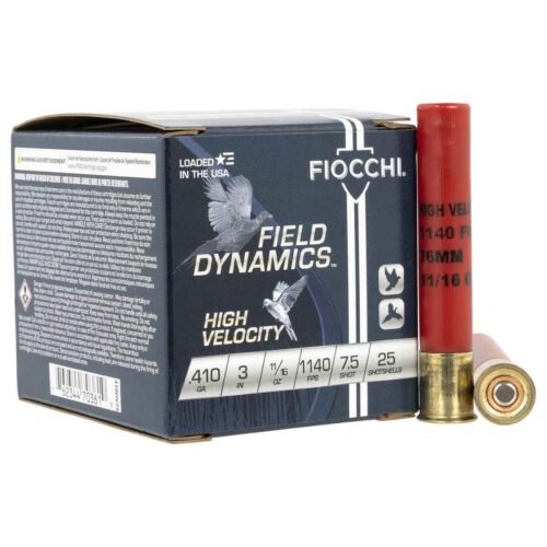 Fiocchi Field Dynamics High Velocity 410 Gauge 3in #7.5 11/16oz Upland Shotshells – 25 Rounds