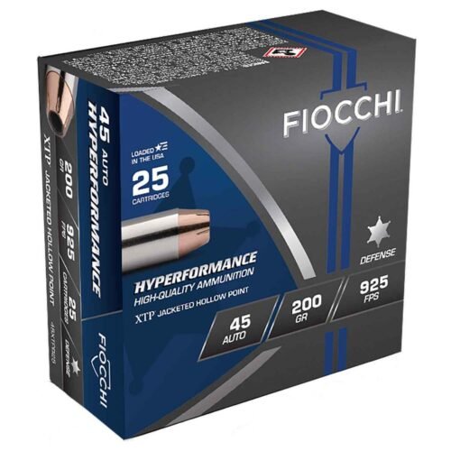 Fiocchi Hyperformance 45 Auto (ACP) 200gr XTP HP Handgun Ammo – 25 Rounds