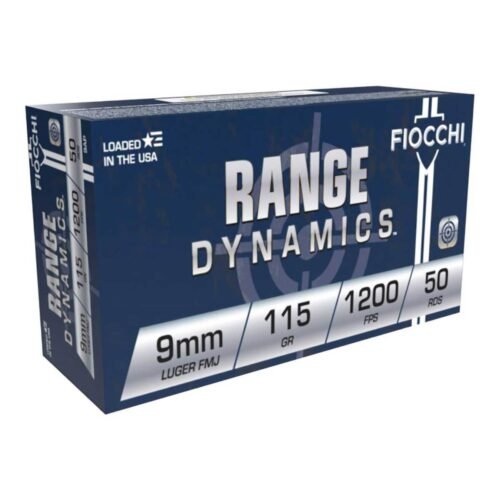 Fiocchi Range Dynamics 9mm Luger 115gr FMJ Centerfire Handgun Ammo – 50 Rounds