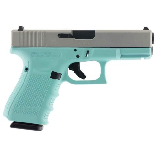 Glock 19 Gen 4 9mm Luger 4.01in Silver Aluminum Cerakote/Robin Egg Blue Pistol – 15+1 Rounds