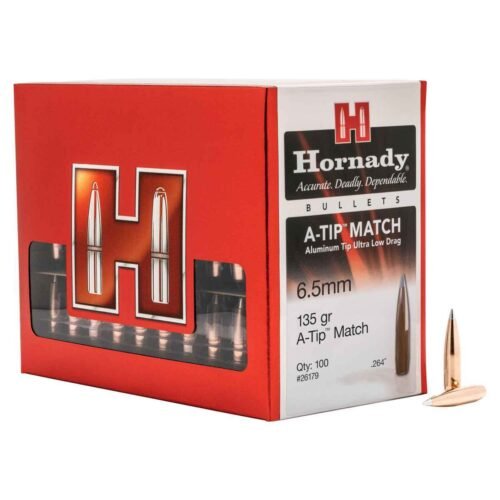 Hornady 264 Caliber 6.5mm/.264 A-TIP 135gr Reloading Bullets – 100 Count