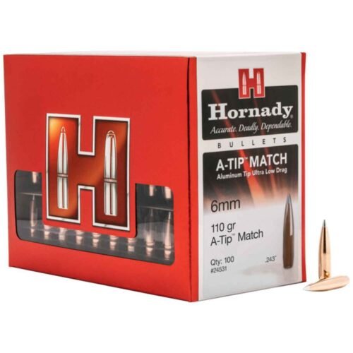 Hornady Bullets 243 Caliber 6mm/.243 A-TIP 110gr Reloading Bullets – 100 Count