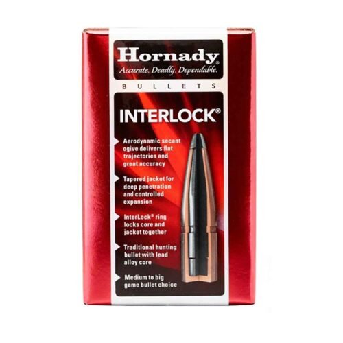 Hornady Interlock 35 Caliber Full Metal Jacket 200gr Reloading Bullets – 100 Count