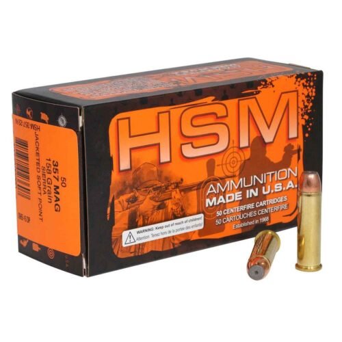 HSM Pro Pistol 357 Magnum 158gr JSP Handgun Ammo – 50 Rounds