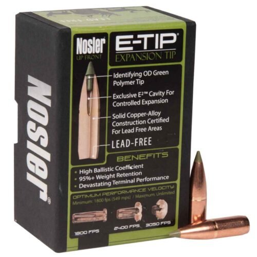 Nolser 338 Caliber E-Tip 200gr Reloading Bullets – 50 Count