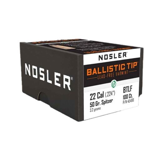 Nosler Ballistic Tip Lead Free 22 Caliber 50gr Reloading Bullets – 100 Rounds