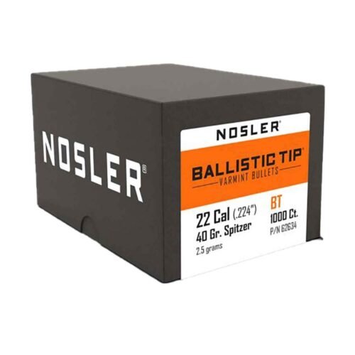 Nosler Ballistic Tip Varmint 22 Caliber 40gr Spitzer Point Reloading Bullets – 1000 Rounds