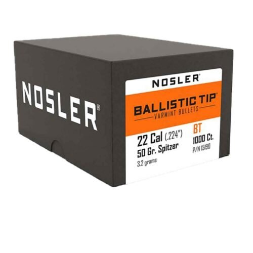 Nosler Ballistic Tip Varmint 22 Caliber 50gr Spitzer Point Reloading Bullets – 1000 Rounds