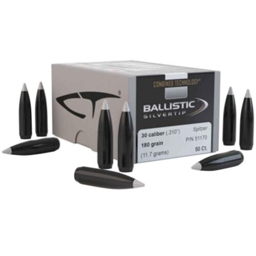 Nosler Combined Technology 30 Caliber/308 Ballistic Silver Tip 168gr Reloading Bullets – 50 Count