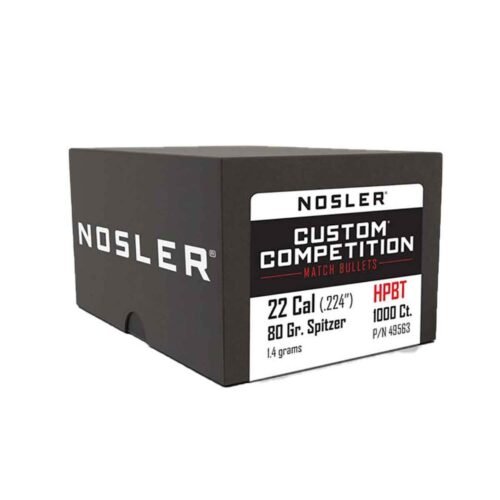 Nosler Custom Competition 22 Caliber 80gr Spitzer Point Reloading Bullets – 1000 Rounds