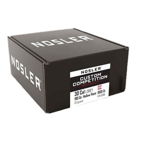 Nosler Custom Competition 30 Caliber 190gr Hollow Point Reloading Bullets – 1000 Rounds