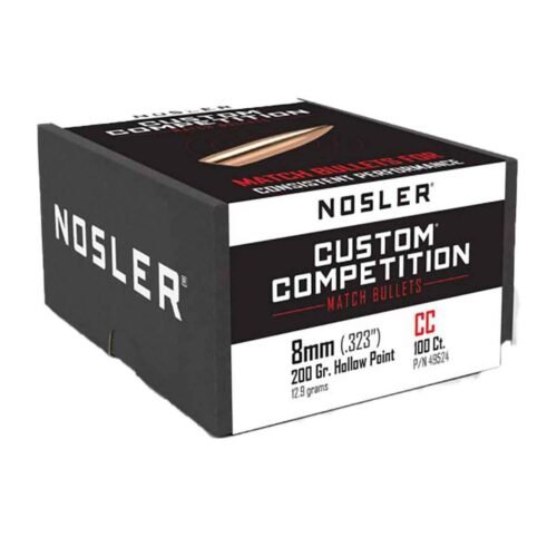 Nosler Custom Competition 32 Caliber/8mm 200gr Hollow Point Reloading Bullets – 100 Rounds