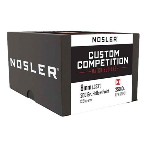 Nosler Custom Competition 32 Caliber/8mm 200gr Hollow Point Reloading Bullets – 250 Rounds