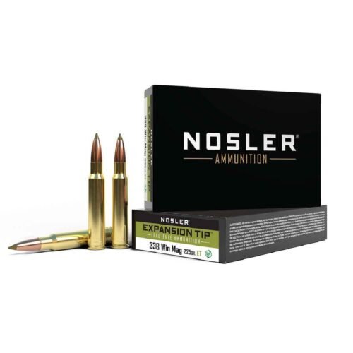 Nosler Expansion Tip 338 Winchester Magnum 225gr E-Tip Rifle Ammo – 20 Rounds