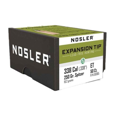 Nosler Expansion Tip Lead Free 338 Caliber 250gr Spitzer Point Reloading Bullets – 50 Rounds