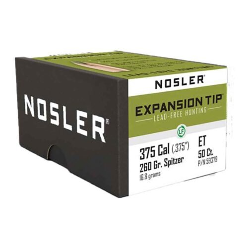 Nosler Expansion Tip Lead Free 375 Caliber 260gr Spitzer Point Reloading Bullets – 50 Rounds