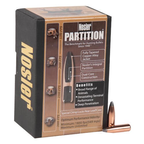 Nosler Partition 243 Caliber/6mm Spitzer 85gr Reloading Bullets – 50 Count