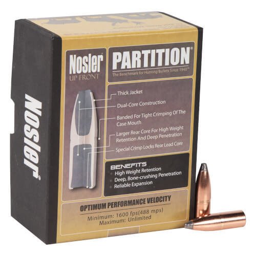 Nosler Partition 9.3mm Spitzer 286gr Reloading Bullets – 50 Count