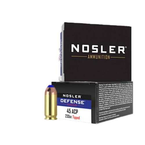 Nosler Performance Defense 45 Auto (ACP) +P 230gr Tipped Bonded Handgun Ammo – 20 Rounds