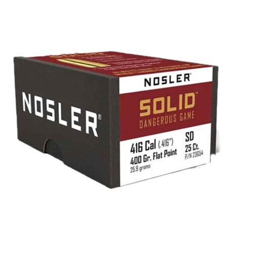 Nosler Solid 416 Caliber 400gr Flat Point Reloading Bullets – 25 Rounds