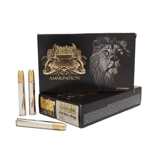 Nosler Solid Safari 458 Winchester Magnum 500gr Solid Rifle Ammo – 20 Rounds