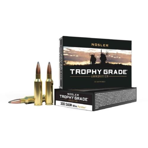 Nosler Trophy Grade 300 SAUM (Remington SA Ultra Mag) 165gr FMJSP Rifle Ammo – 20 Rounds